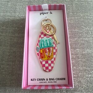 Piper K Pink and Gold Key Chain & Bag Charm